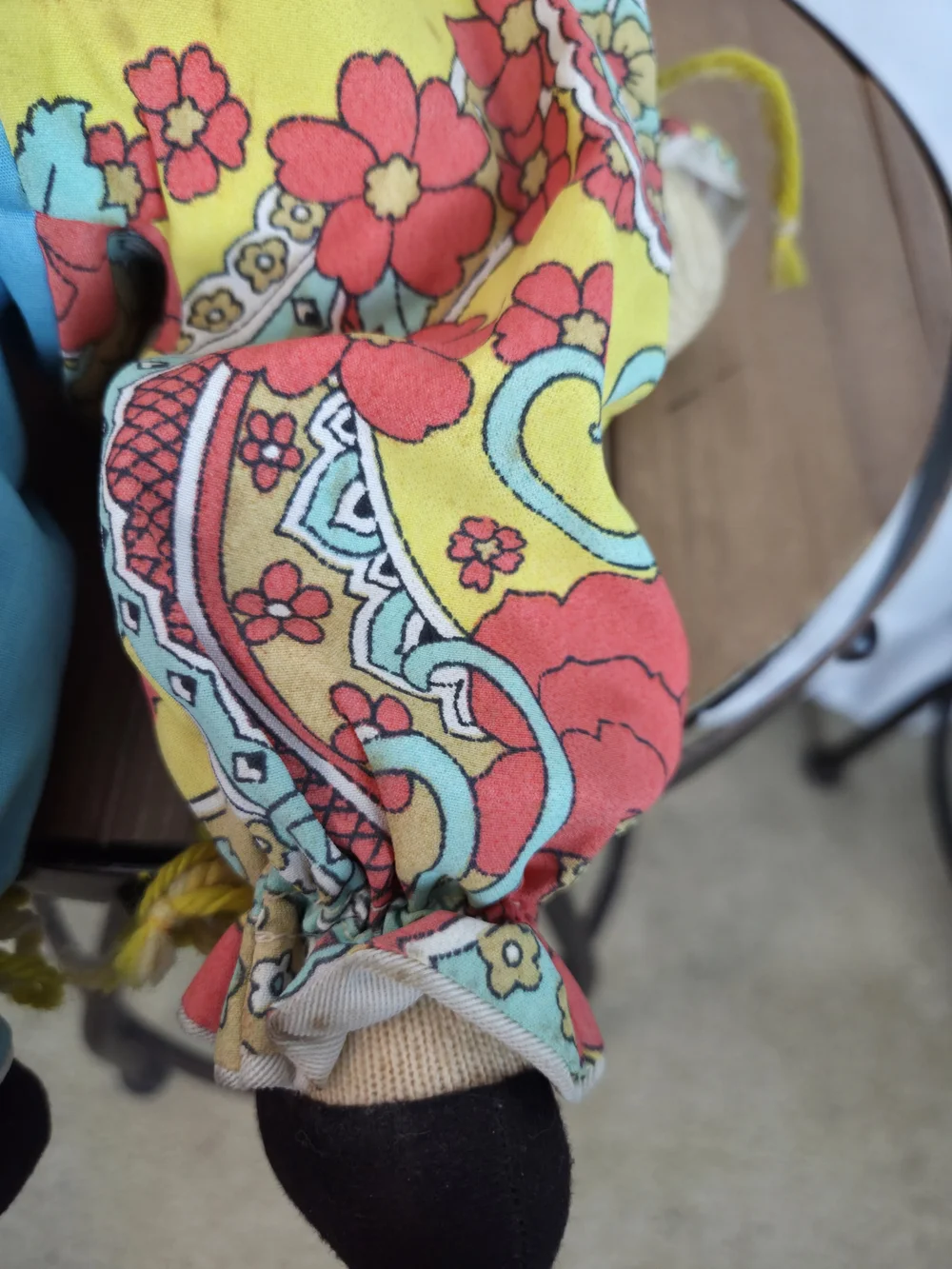 Vintage Style Patchwork Clown Doll - Bright Multi & Sky Blue